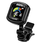 AROMA Accordeur de Guitare à Pince Rechargeable Accordeur Chromatique pour Guitare, Basse, Ukulélé, Violon, Mandoline