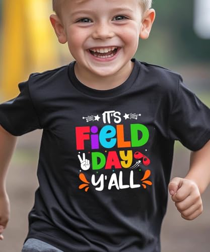 Image of Kids Toddler Boys Girls Field Day T-Shirt Kindergarten Student Funny Short Sleeve Cotton Tee Tops(Black,3T)