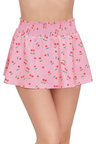 Steve Madden Stevie Womens Coverup Smock Waist Mini Skirt, Very Cherry, Small