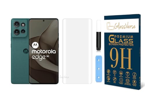 Image of GlassVerse Edge 50 UV Tempered Glass Screen Protector. Pack Of 1 | 3D Curved Edge | 9H Hardness | Full UV Glue with UV Light | Anti-Scratch | Case Friendly | HD Clear. (6.7 Inches)