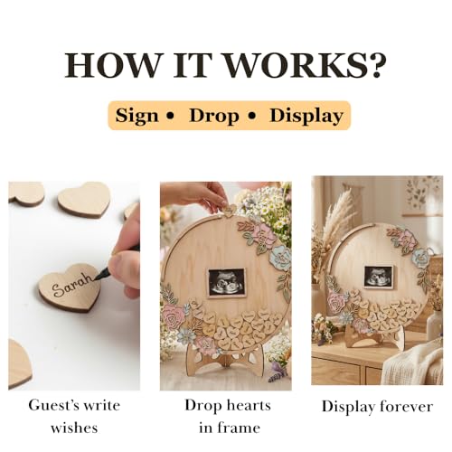 Image of The Real Bossy Baby Memory Keepsake Frame Guestbook - Luxury Baby Shower, First Birthday & Wedding Guest Book Alternative - Preserve Wishes, Messages & First Year Memories in a Beautiful Bloom Nursery Display Baby or Boho Wildflower Home Decor