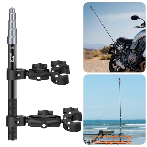 Taisioner Aluminum Alloy Motorcycle Handlebar Mount Double Clamp Locking Anti-Fall 47 Invisible Selfie Stick for Insta360 X5/X4/X3/X2/ONE RS/GO 2/3 Hero 13-7 DJI Camera