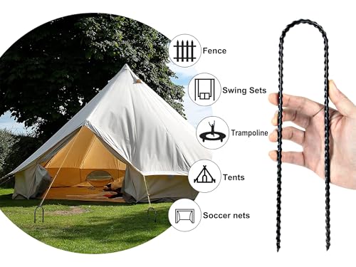 Image of 12 Inch Trampoline Wind Stakes Heavy Duty U Shaped Rebar Anchors