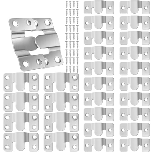 Image of Cleat Picture Hanger 20 Pcs Stainless Steel Hook Buckles Hanger Hanging Connecting Photo Frame Picture Mirror Wall Hang Hardware