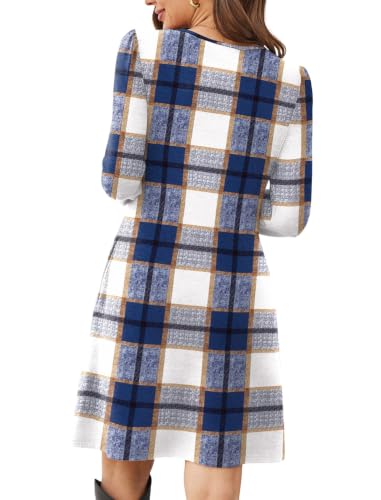 Image of OFEEFAN Womens Long Sleeve Tunic Dress Fall Fashion Sweater Dress with Pockets Pleated Front Casual Winter