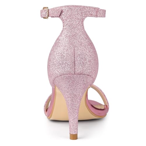 Allegra K Women's Glitter Ankle Strap Stiletto Heel Sandals3