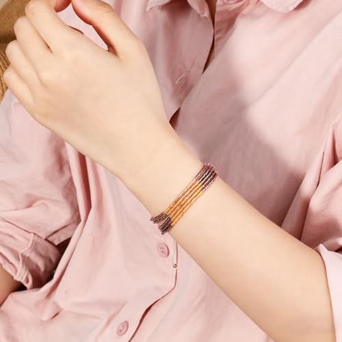 Image of KELITCH Shell Beaded Bracelets Multi Strands Bracelets Adjustable Bohemian Style Charm Bangles (Pink 1D)