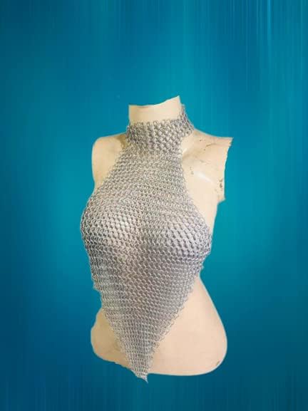 Handmade Female Girls Women Metal Aluminium Wire Ring Chainmail Bra Top Halter/B
