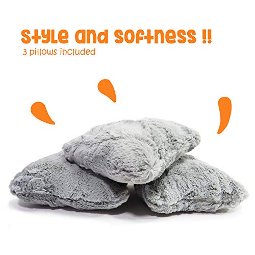 Keet Plush Childrens Sofa With Accent Pillows, Charcoal/Grey #TOP6