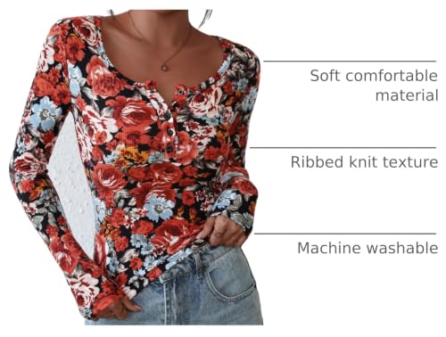 Image of PRETTYGARDEN Women's Fall Long Sleeve Henley T Shirts