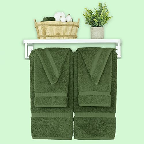 Chakir Turkish Linens 100% Cotton Premium Turkish Towels for Bathroom, 2 Large Bath Towels 36x60, 2 Hand Towels, 2 Washcloths (6-Piece Towel Set, Moss)