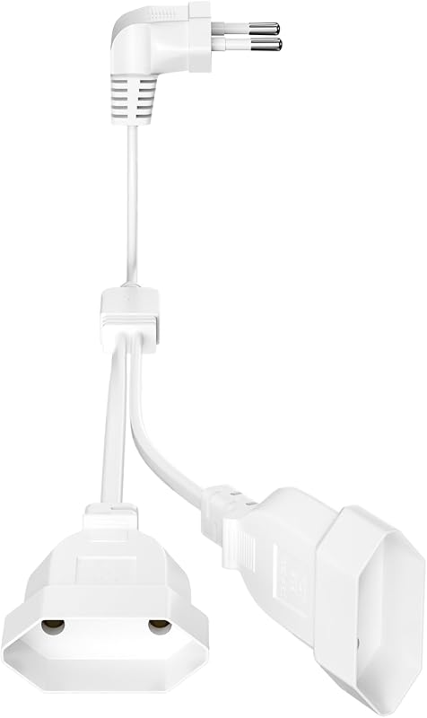Rallonge Plate 2 en 1, Câble D'Extension Euro, Rallonge Prise Plate, Rallonge Fiche Plate pour TV Ordinateur Moniteur Beamer Lampe Appareils Ménagers (Blanc)