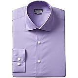 Kenneth Cole Men's Chambray Slim Fit Solid Spread Collar Dress Shirt