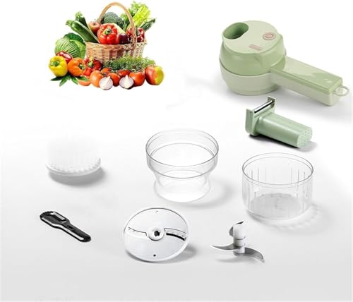 Portable Handheld 4 in 1 Electric Vegetable Slicer, Multifunctional Portable Vegetable Processor, Stainless Steel Blade, for Garlic Chili Onion Ginger Celery Meat (a) - Image 8