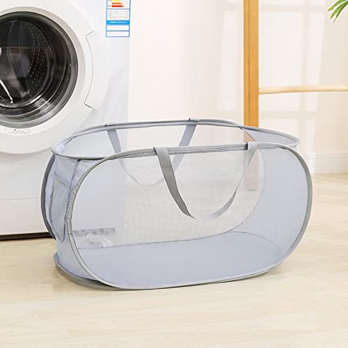 Tohervie Collapsible Laundry Basket, Foldable Mesh Laundry Hamper With Reinforced Handles, Portable And Durable For Home Laundry, Bathroom, Dormitory And Travel (Gray) #TOP1