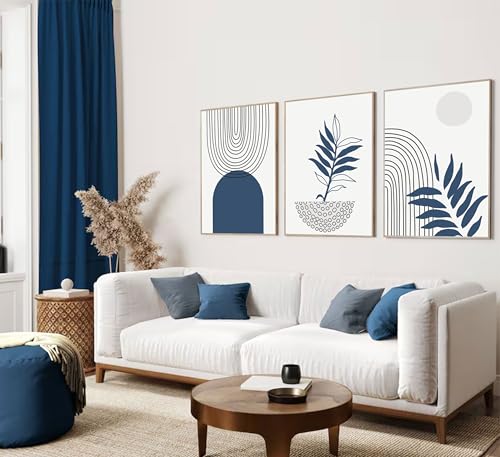 Navy Blue Boho Wall Art Set - Abstract Design - Image 3