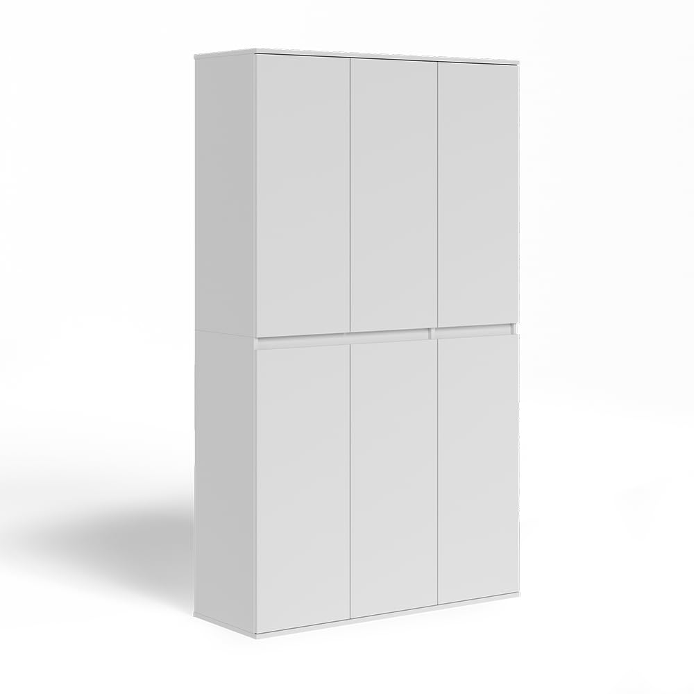Vicco Armoire à vêtements Claus, Blanc, 111x191.5cm | avec 6 portes, pour le rangement des vêtements et des accessoires