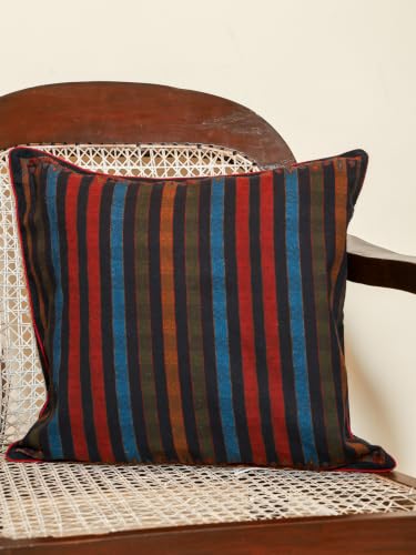 Image of Indigo Rust Medley Cushion Cover Decorative Cushion Cover for Sofa & Living Room, Throw Pillow Cover, Hidden Zipper, Pack of 1