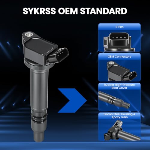 SYKRSS Set of 4 UF507 Ignition Coil Pack Compatible with Lexus IS250 IS350 LS460 GX460 ES300h Compatible with Toyota Tundra RAV4 Avalon Sequoia V6 V8 Replaces 9091902250 9091902256 UF587 — view 3