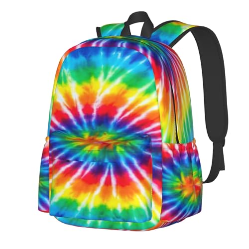 Perinsto Colorful Rainbow Tie Dye Backpack Laptop Backpack For Men Women Lightweight Daypack Bookbag Rucksack For Daily Commutes Business Travel Hiking Camping