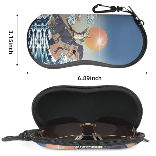 Image of Sunglasses Soft Case, Cute Ultra Light Portable Neoprene Zipper Eyeglass Glasses Case with Belt Clip for Men Women