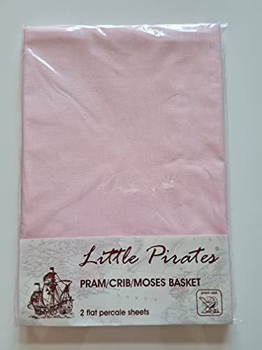 2 x Bébé Landau/berceau/couffin Drap Plat Rose de
