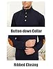 EndoraDore Mens Jacquard Sweatshirts Casual Long Sleeve Pullover Knitwear Button Stand Collar Tops Navy Blue 3XL #3