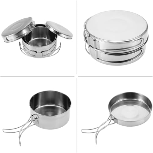 KIT PANELAS EM INOX CAMPING COZINHA ACAMPAMENTO COMPLETO 8 PEÇAS PANELA VIAGEM PRAIA PESCA