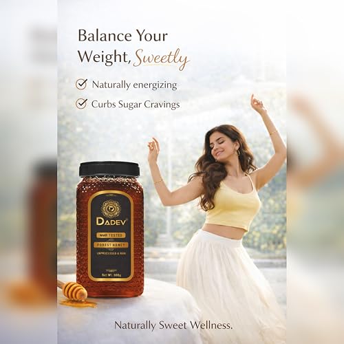 Image of DADEV HONEY Raw Organic Honey 600g | NMR Tested | 100% Pure Raw and Natural Honey | No Added Sugar | Unprocessed Forest Organic Honey-600gm GLASS JAR