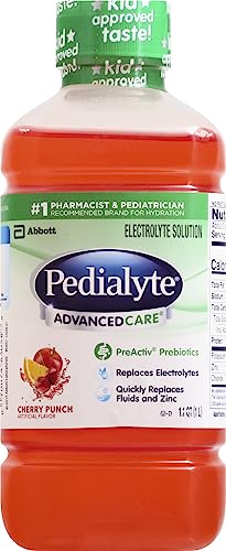 Image of Pedialyte AdvancedCare Electrolyte Solution, 1 Liter, with PreActiv Prebiotics, Hydration Drink, Cherry Punch