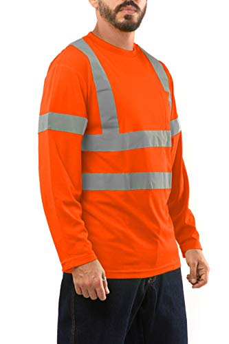 Kolossus Hi Vis Construction Shirts for Men Long Sleeve Reflective Safety Work Shirt Front Pocket Yellow Orange Class 3 - Image 3
