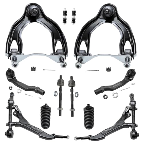 Image of Detroit Axle - 14pc Front End Kit for 1994-1997 Acura Integra, 1992-1995 Honda Civic, Upper Control Arms w /Ball Joints Lower Control Arms Lower Ball Joints Sway Bars Tie Rods Boots Replacement