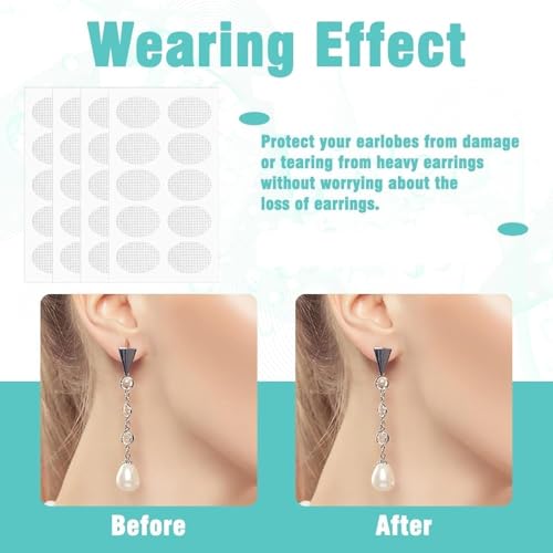 Image of XELYTON Ear Lobe for Support Earrings, Patches Ear lobe Support for Heavy Earring, Invisible Sticker tape, Transparent EarLobe Tapes Ear Lifts Patches (Pack of 200)