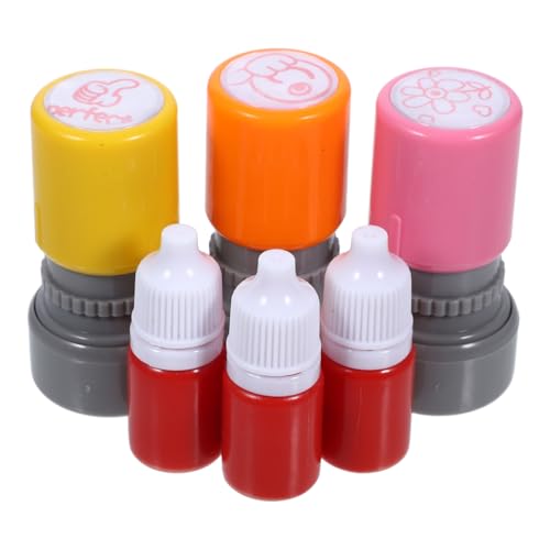 Abaodam Tampon Enseignant Rouge Éducatif en Plastique, Lot de 3 Set de Set de Tampons Décoratifs pour Récompense Devoirs Scolaires, pour Enseignants et Garçon et Filles en Classe
