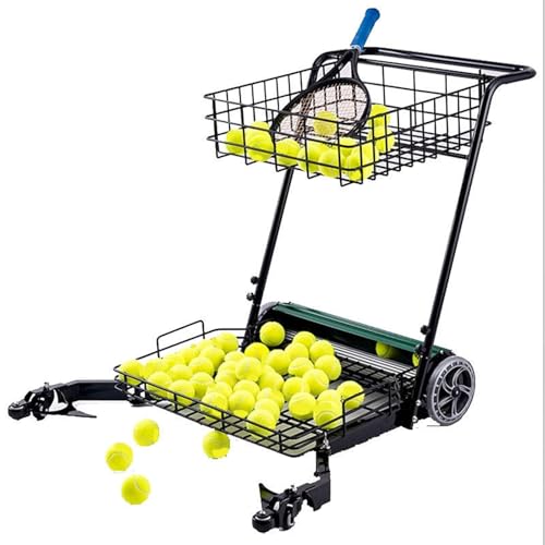 Raccoglitore automatico di palline da tennis, efficiente, con manico, può contenere 290 palline, ideale per la manutenzione di campi e palestre