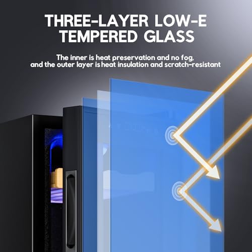 Image of Tylza Cigar Humidor Cabinet 25L, Temp & Humidity Control Electric Humidors for Cigars, 220 Cigars, Digital Hygrometer, Safety Lock, Cigar Humidors with Cedar Wood Drawer Shelves, Cigar Gifts for Men