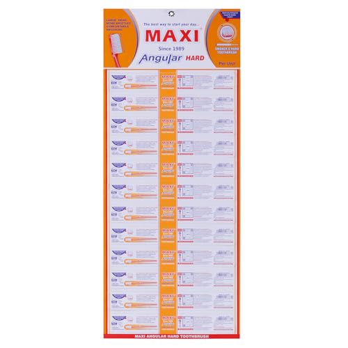 Image of MAXI Angular Hard Toothbrush | Helps Improve Gum Health | Deep Plaque & Stain Removal | Manual Hard Bristles Tooth Brush | Multicolor Pack of 12