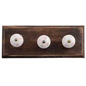 Indian-Shelf Wall Hanger - Hook - Key Holder for Wall - Wood Wall Hangings - White Wall Hangers - Dot Wall Hooks - Cloth Hanger - Door Hanger - Robe Hooks - 4 Pack [4 Inches]