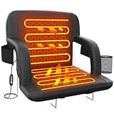 Suteck Dual-Side Heated Stadium Seat with Back Support, 21' Wide Cushion, Foldable Bleacher Chair W/USB 3-Level Heating, 5 Storage Pockets – Portable Stadium Chair for Outdoor Bleachers Camping Games