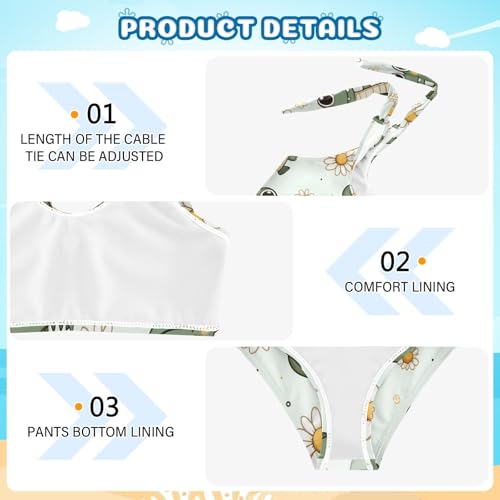 Girls' Bikini Set, Cute Little Daisy Cartoon Crocodile Kids Swimsuit 2 Pcs Beach Bathing Suit3