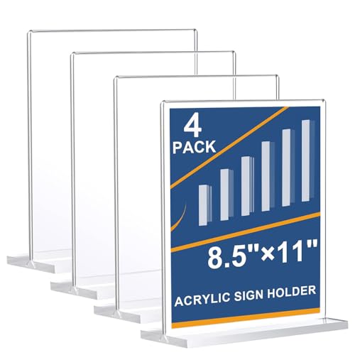 FANXIYA Porta Menús de Sobremesa A4, Juego de 4, Soporte Acrílico Transparente de Metacrilato para Carteles en Restaurantes, Hoteles y Comercios, 21×29,7 cm