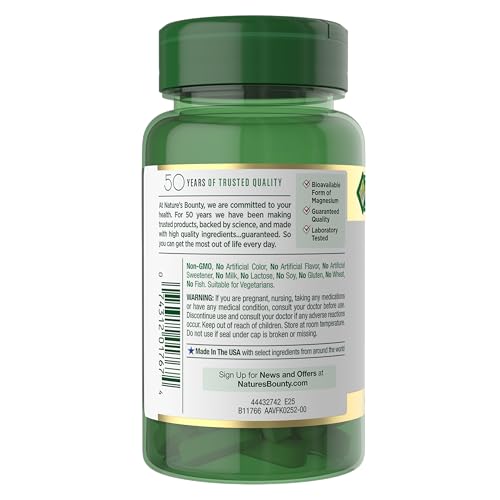 Nature’s Bounty Magnesium Citrate, Vegetarian, Gluten Free, 90 Capsules - image 8