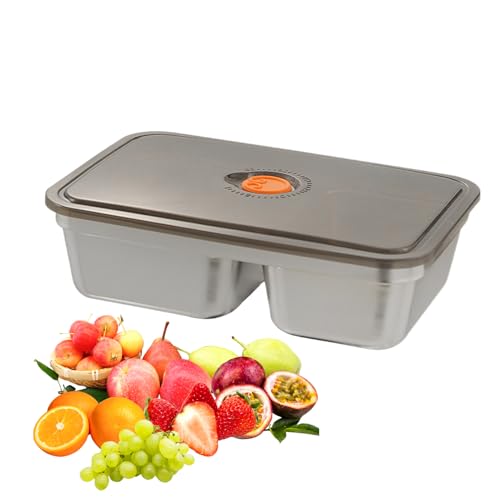 Genérico Contenedores De Alimentos De Acero Inoxidable | Contenedor Con 2 Separadores Para Comida,Portátil Estanco Para Picnic, Escuela, Preparación De Comidas, Camping, Gimnasio, Trabajo, Guardería,
