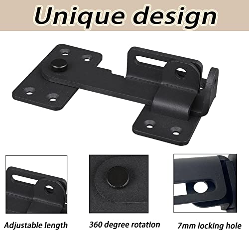 Kswlor 5"Flip Gate Latch,Heavy Duty Latch Lock Hardware,Safety Door Latch With Padlock Hole Suitable For Wooden Fence, Barn Door Lock Flip Latch,Fence Gate,Shed Lock,Cabinet,Matte Black #TOP3
