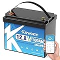 KEPWORTH 12.8V 100Ah LiFePO4 Battery Bluetooth, Deep Cycle Lithium Batteries with Built-in 100A BMS, BCI Group 24, Grade A Lithium Iron Phosphate Cells, for Trolling Motor, Boat, Rv, Solar, Backups