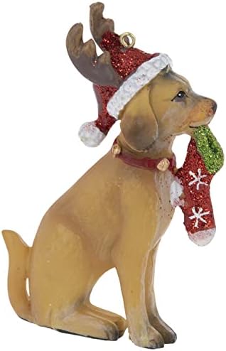 Dog with Hat and Stocking Christmas Tree Ornament Holiday Home Decoration 4" Length