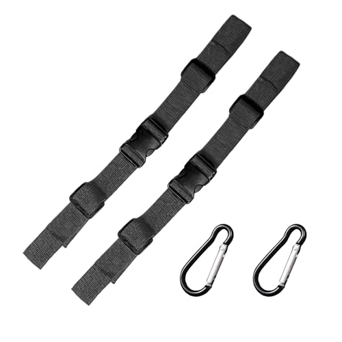 SLEEKEE 2 correas antideslizantes y 2 hebillas de mosquetón, correas de hebilla antideslizantes para mochilas, hebillas ajustables para mochila, correa de hombro fija (negro)