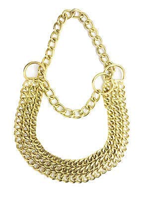 Pet Guard Chrome Stainless Steel 3 Layer Dog Choke Chain -24 Inch Collar -Golden
