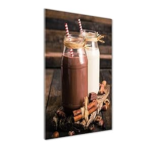 Tulup Schilderij op gehard glas- 60×120 – Schilderij Muurdecoratie – Wanddecor Kunstdruk – Modern Decoratief Beeld Gedrukt – Decoratie Poster Foto Afbeelding – milkshakes