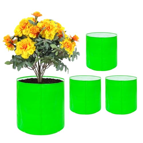 Image of Go Hooked Grow Bags for Gardening Vegetables Herbs & Flowers (Set of 4) Planter Bags for Home Balcony Terrace & Outdoor Farming (12 Inch, 250gsm) Heavy Duty Reusable Gallon Grow Bags (Round)